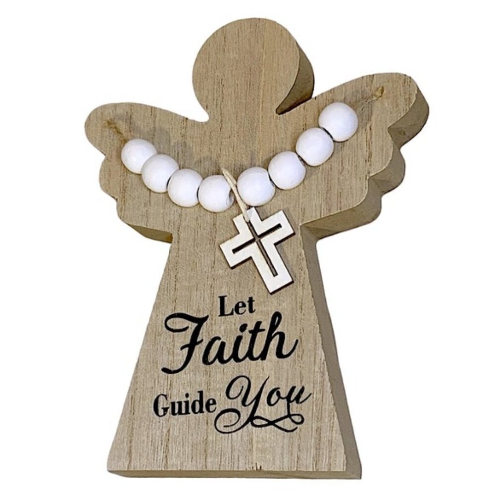 Angel Home Decor Freestanding Wood Inspirational Religious Cross 7.5 in - Picture 16 of 16